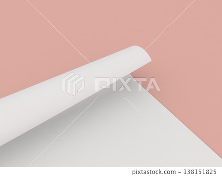 Curled paper sheet on a pink close up background. 138151825