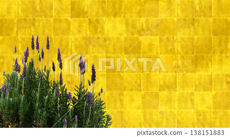 A Japanese-style gold folding screen art featuring elegant lavender flowers A Japanese-style gold folding screen art featuring elegant lavender flowers 138151883