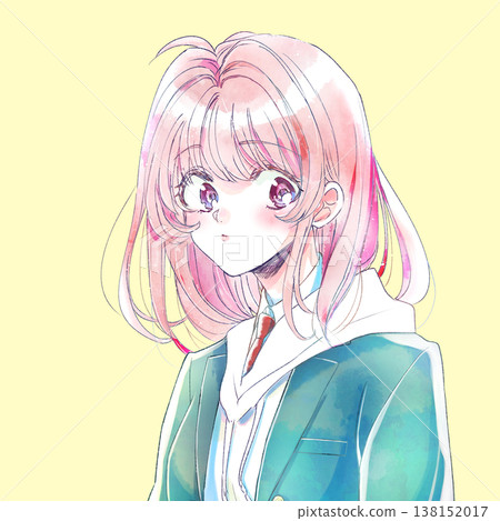 A woman wearing a school uniform and a hoodie. A woman wearing a school uniform and a hoodie. 138152017