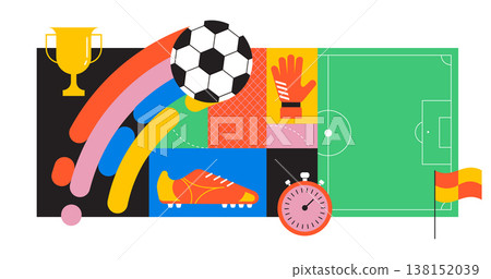 Colorful football 2026 competition design. Geometric background for soccer World Cup 26 tournament Colorful football 2026 competition design. Geometric background for soccer World Cup 26 tournament 138152039