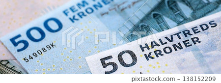 Danish krone paper banknotes pile on table. Denmark DKK currency money bills in big amount. Concept of economics, taxation and banking in Denmark Danish krone paper banknotes pile on table. Denmark DKK currency money bills in big amount. Concept of economics, taxation and banking in Denmark 138152209