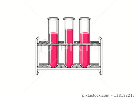 試管架和粉紅色溶液 138152213