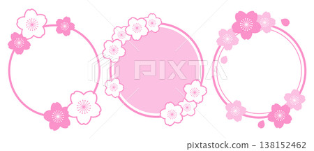 Simple cherry blossom circular frame set vector illustration material white background spring Simple cherry blossom circular frame set vector illustration material white background spring 138152462