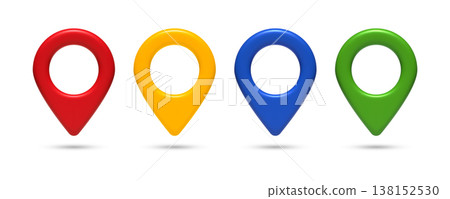 3D colorful pin icons glossy set 3D colorful pin icons glossy set 138152530