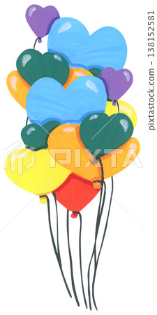 Rainbow heart illustration, pride month celebration with colorful heart shape symbol, LGBTQ community love equality diversity inclusion support, hand drawn cute abstract romance friendship decor 138152581
