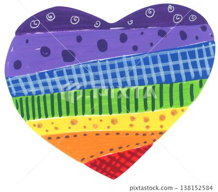 Rainbow heart illustration, pride month celebration with colorful heart shape symbol, LGBTQ community love equality diversity inclusion support, hand drawn cute abstract romance friendship decor Rainbow heart illustration, pride month celebration with colorful heart shape symbol, LGBTQ community love equality diversity inclusion support, hand drawn cute abstract romance friendship decor 138152584
