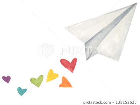 Rainbow heart pride month illustration, Heart shapes with pride flag colors, LGBTQ community love equality diversity inclusion support, celebration symbol for parade event decor. Watercolor illust 138152623