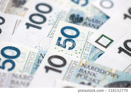Banknotes of Polish zloty currency. Poland PLN money close up. Business, economy and finance concept Banknotes of Polish zloty currency. Poland PLN money close up. Business, economy and finance concept 138152770