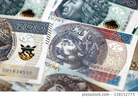 Banknotes of Polish zloty currency. Poland PLN money close up. Business, economy and finance concept Banknotes of Polish zloty currency. Poland PLN money close up. Business, economy and finance concept 138152773