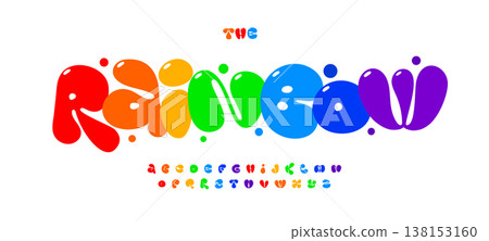 Rainbow Colorful Font Balloon Funny Logo Bubble Alphabet, Liquid Rounded Letter Set Modern Typography, Creative Typographic Design for Joyful Text, Poster Title, Headline, Logotype. Vector Typeface Rainbow Colorful Font Balloon Funny Logo Bubble Alphabet, Liquid Rounded Letter Set Modern Typography, Creative Typographic Design for Joyful Text, Poster Title, Headline, Logotype. Vector Typeface 138153160