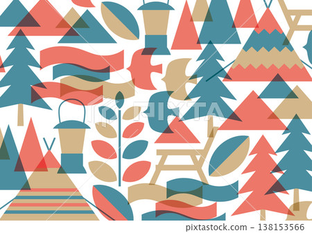 Camping 3-color abstract geometric pattern Camping 3-color abstract geometric pattern 138153566