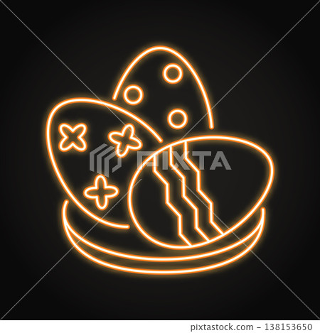 Painted eggs neon icon Painted eggs neon icon 138153650