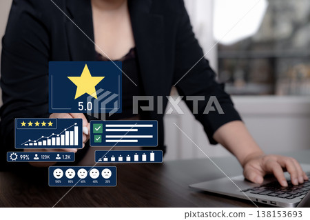 Customer satisfaction rating and review analytics dashboard Customer satisfaction rating and review analytics dashboard 138153693