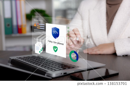 Policy compliance dashboard with audit checklist and verification Policy compliance dashboard with audit checklist and verification 138153701