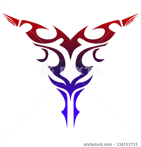 Tribal Design with Red and Blue Elements. 138153715