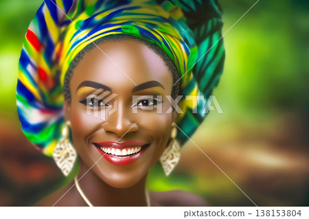 Portrait of a beautiful African woman. Neural network AI generated art 138153804
