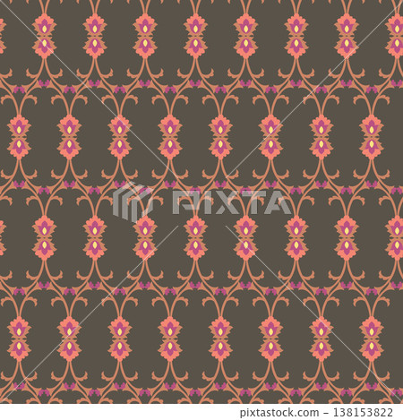 Delicate Grey Folk Botanical Symmetry Print 138153822