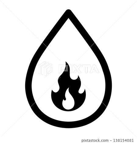 Oil drop with flame icon outline, isolated on transparent background. Oil fire concept. PNG. Vector Oil drop with flame icon outline, isolated on transparent background. Oil fire concept. PNG. Vector 138154081