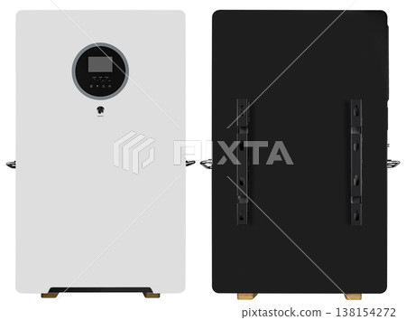 Batteries for solar systems and home backup power, on a white background with a border 138154272
