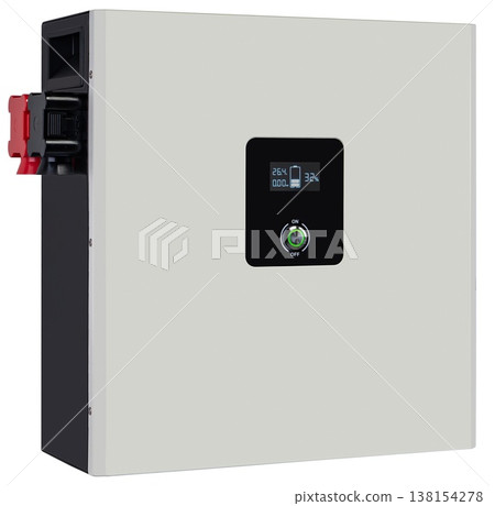 Solar panel battery for off-grid power supply to houses and flats, shown on a white background in isolation 138154278