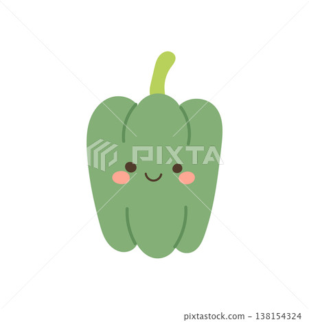 Food design cartoon with vector green bell pepper for nature icon illustration. Healthy vegetable white with food diet for natural organic health. Plant red food with nutrition vector graphic 138154324