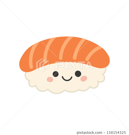 Food icon sushi for illustration cartoon vector and design fish japan. Smile restaurant character for cute rice food and happy asian japanese. Food face menu for illustration healthy icon 138154325