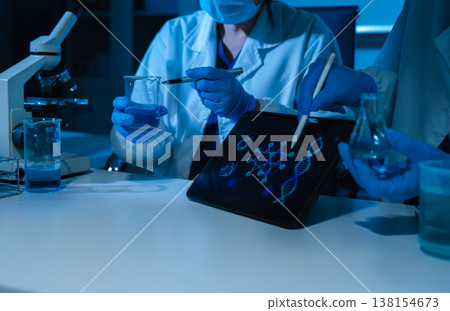 Life scientists researching in laboratory. Healthcare and biotechnology concept. Life scientists researching in laboratory. Healthcare and biotechnology concept. 138154673