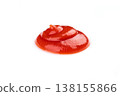 Red ketchup tomato sauce closeup isolated on white background 138155866