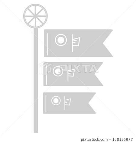 A stylized illustration of a carp streamer in gray. A stylized illustration of a carp streamer in gray. 138155977