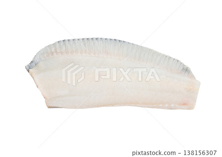 Raw flounder flatfish fillet with skin isolated on white background fresh seafood ingredient Raw flounder flatfish fillet with skin isolated on white background fresh seafood ingredient 138156307