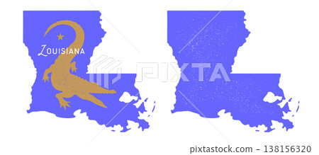 Louisiana state map USA alligator emblem Louisiana state map USA alligator emblem 138156320