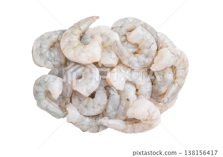 Premium raw peeled shrimp prawn on a light background. Fresh seafood ingredient for gourmet cooking and healthy protein meals. Premium raw peeled shrimp prawn on a light background. Fresh seafood ingredient for gourmet cooking and healthy protein meals. 138156417