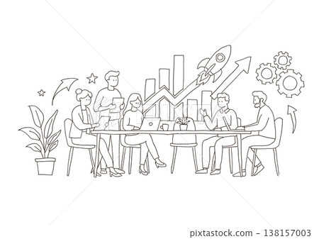 Illustration of someone working at a table 138157003