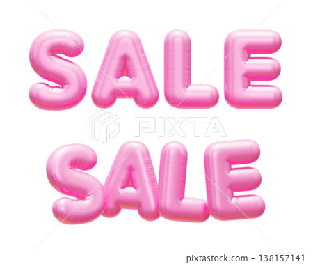 Pink 3D Balloon SALE Text Lettering for Shopping Promotion Pink 3D Balloon SALE Text Lettering for Shopping Promotion 138157141