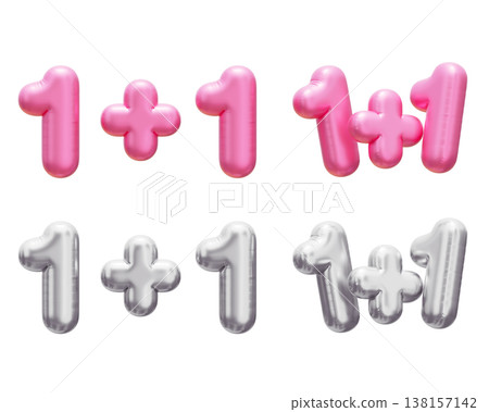 Pink and Silver 3D Balloon 1+1 Plus Set for Shopping Promotion 138157142