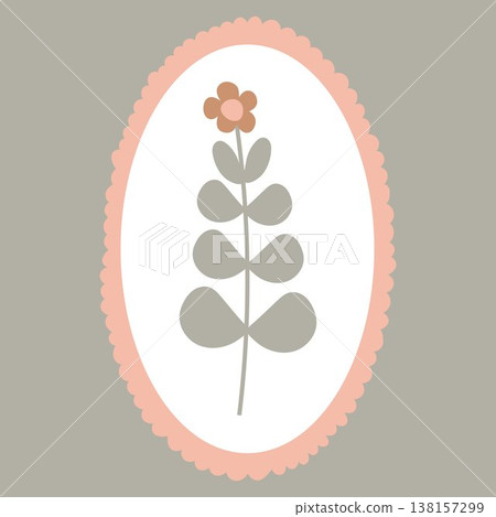 Vector illustration in the form of a card with a botanical theme in a vintage style in pastel colors Vector illustration in the form of a card with a botanical theme in a vintage style in pastel colors 138157299