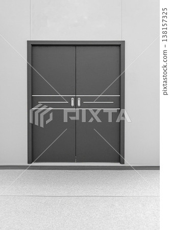 Closed double metal door outdoors Closed double metal door outdoors 138157325