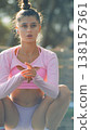 Elegant warmup with expressive movements during sunset hours 138157361
