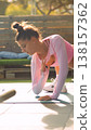 Elegant warmup with expressive movements during sunset hours 138157362