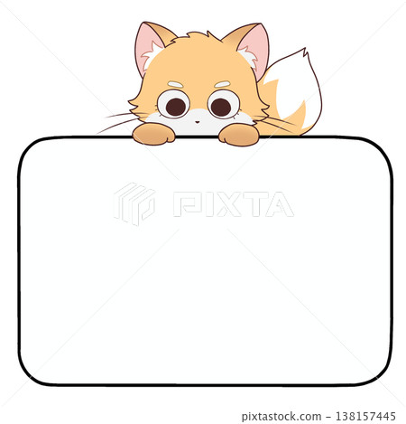 A fox peering into a white frame A fox peering into a white frame 138157445