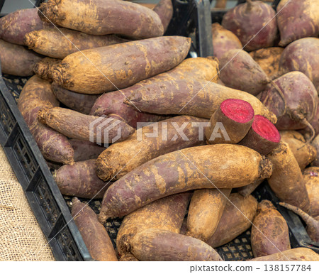 Raw beetroot pile on market Raw beetroot pile on market 138157784