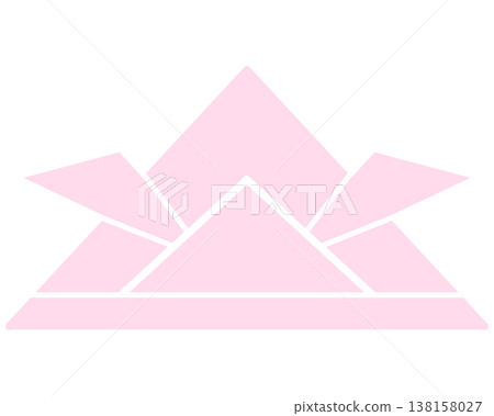 An illustration of a light pink origami helmet. 138158027