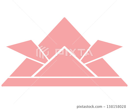 An illustration of a pink origami helmet. 138158028
