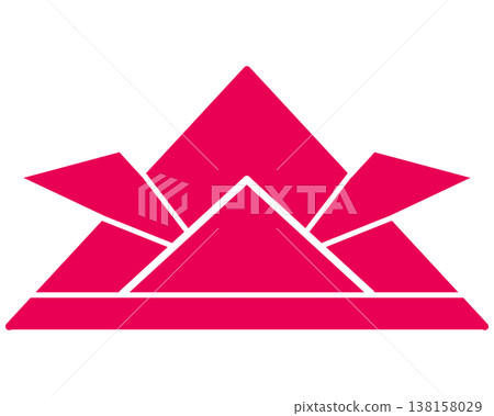 An illustration of a bright pink origami helmet. 138158029