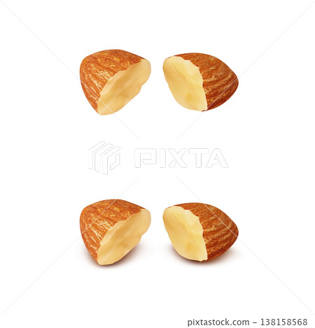 杏仁的逼真插圖 138158568