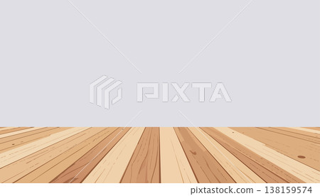 Empty wooden floor with clean perspective and soft lighting minimal background ideal for product display studio scene 138159574