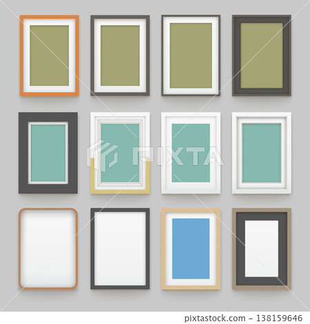 various photo frames in set on grey various photo frames in set on grey 138159646