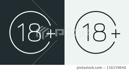 two versions eighteen plus legal age icons 138159648