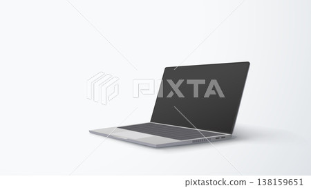 openned laptop in perspective view on grey 138159651
