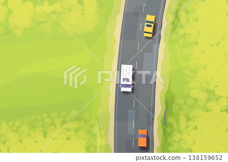 highway traffic view from top with cars highway traffic view from top with cars 138159652